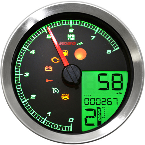 Koso North America Multi-Function Speedometer/Tachometer - Hd-04 - Chrome Ba051221