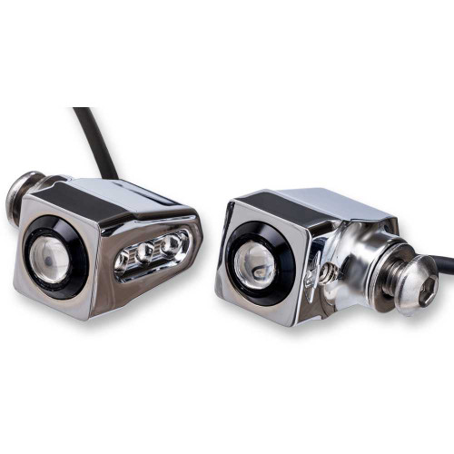 JOKER MACHINE 05206RC Joker Machine Side-Mount Led Turn Signals - Chrome/Red 05-206-Rc