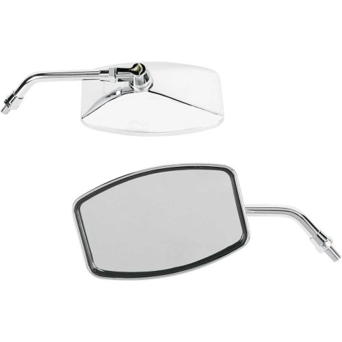 EMGO 2042464 Emgo Mirror - "Big One"/Cruiser - Side View - Rectangle - M10 X 1.25 | M10 X 1.25 (Left Hand) - Chrome 20-42464