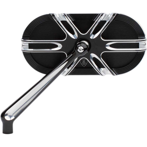 ARLEN NESS 13164 Arlen Ness Mirror - Side View - Caged Series/Deep Cut - Black - Left 13-164