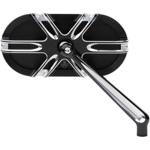 ARLEN NESS 13166 Arlen Ness Mirror - Side View - Caged Series/Deep Cut - Black - Right 13-166
