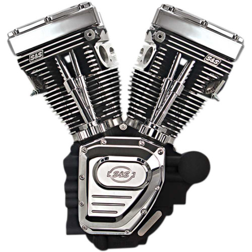 S&S CYCLE 3100401A T124 Long Block Engine - Wrinkle Black And Chrome - Touring 310-0401A