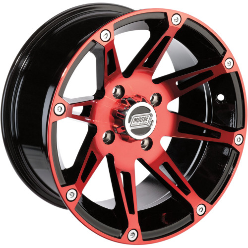 Moose Utility Wheel - 387X - Front - Anodized Red/Black - 12X7 - 4/136 - 4+3 387Mo127136Bwr4
