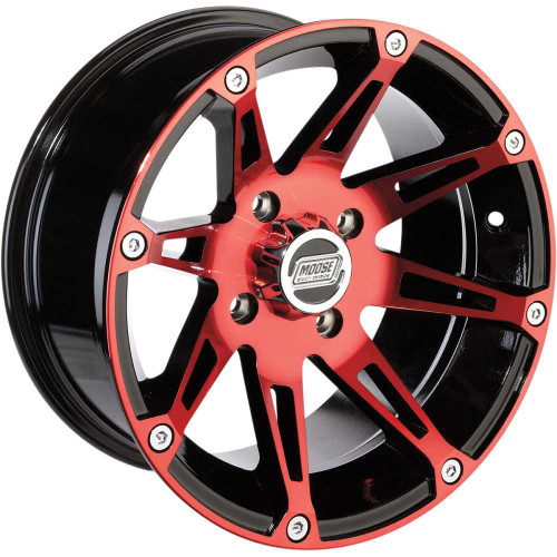 MOOSE UTILITY 387ML147110BWR4 Moose Utility Wheel - 387X - Front - Anodized Red/Black - 14X7 - 4/110 - 4+3 387Ml147110Bwr4
