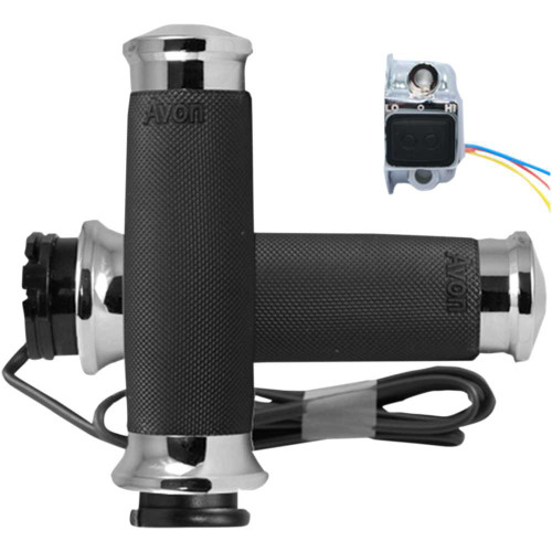 AVON GRIPS CC85CHHT Avon Grips Grips - Heated - Custom Contour - Cable - Chrome Cc-85-Ch-Ht