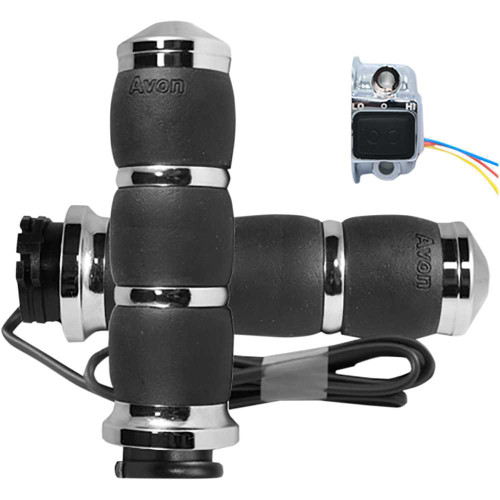 AVON GRIPS AIR93HT Avon Grips Grips - Heated - Velvet Air - Cable - Chrome Air-93-Ht