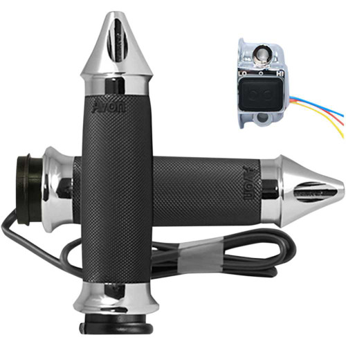 AVON GRIPS CC85CHSFHT Avon Grips Grips - Heated - Custom Contour - Spike - Tbw - Chrome Cc-85-Ch-S-F-Ht