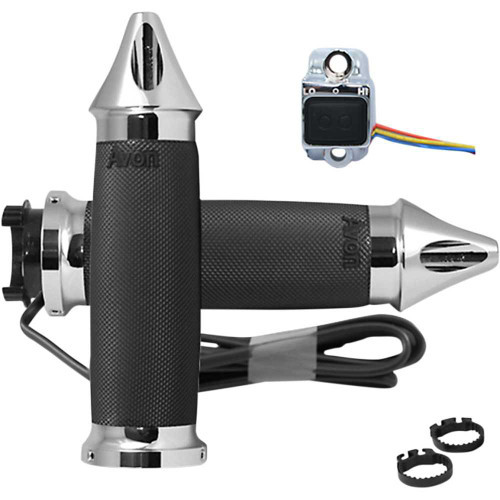 AVON GRIPS MTCC85CSPHT Avon Grips Grips - Heated - Custom Contour - Metric - Spike - Chrome Mt-Cc-85C-Sp-Ht