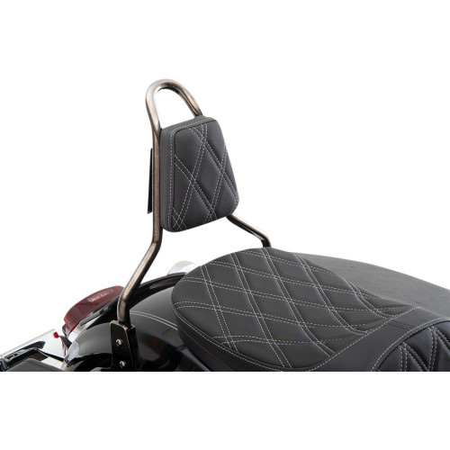 Drag Specialties Sissy Bar Pad - Double Diamond - Silver - Tapered