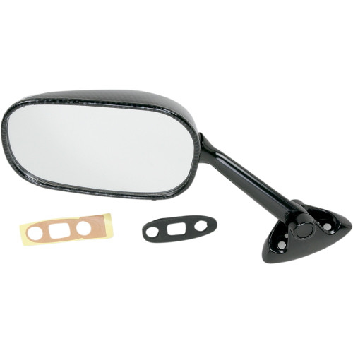 Emgo Mirror - Side View - Black/Carbon Fiber - Rectangle - Left - Suzuki 20-69784