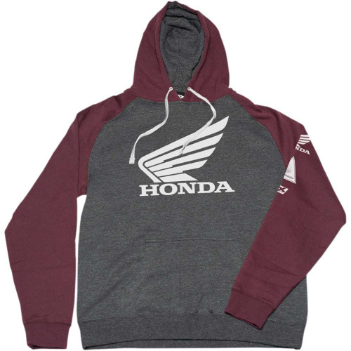 FACTORY EFFEX 2288312 Factory Effex Honda Wing Hoodie - Charcoal/Burgundy - Medium 22-88312