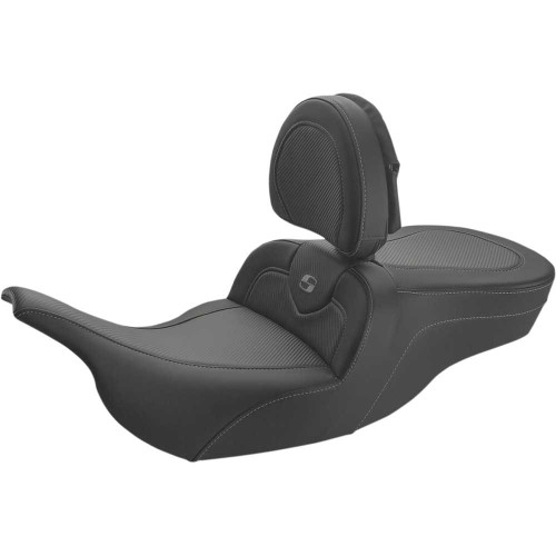 SADDLEMEN 89707185BR Saddlemen Roadsofa Carbon Fiber Seat - With Driver Backrest - Black 897-07-185Br