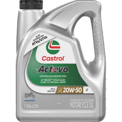 CASTROL 15D7D1 Castrol Act Evo Semi-Synthetic 4T Engine Oil - 20W-50 - 1 U.S. Gal. 15D7D1