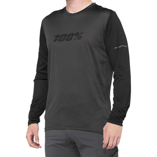 100% 4002800001 100% Ridecamp Jersey - Long-Sleeve - Black/Charcoal - Medium 40028-00001