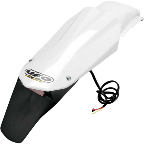 UFO HU03314041 Ufo Enduro Rear Fender - W/Light - White Hu03314-041