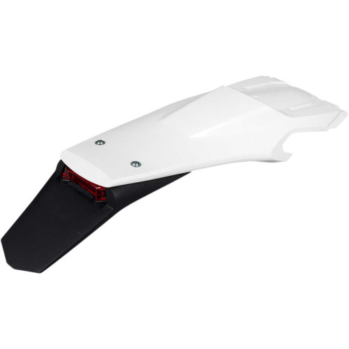 UFO HU03398040 Ufo Enduro Rear Fender - With Light - White/Black Hu03398040
