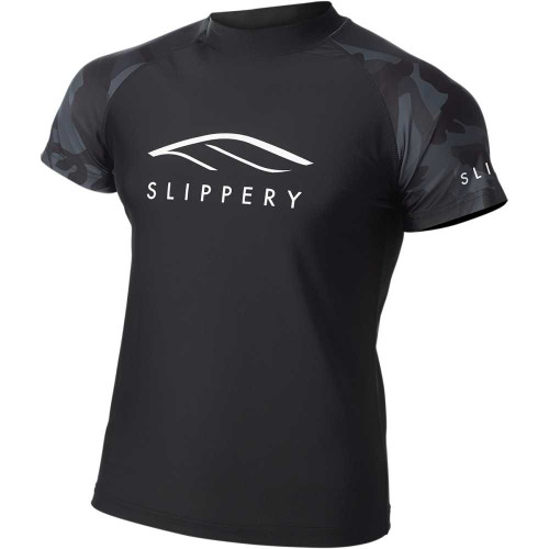SLIPPERY 3250-0135 Slippery Rashguard Short-Sleeve Underwear - Black/Camo - Xs