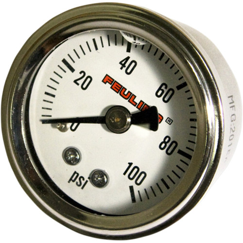 Feuling Oil Pump Corp. Liquid Filled Oil Pressure Gauge - 1.5" Dial - 1/8" Back Port - White Face 9042