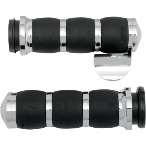 Avon Grips 3-Ring Velvet Air Grips - Throttle Boss - Chrome Air-93-Boss