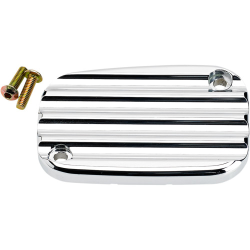 Joker Machine Master Cylinder Cover - Brake - Front - Finned - Chrome 08-002C