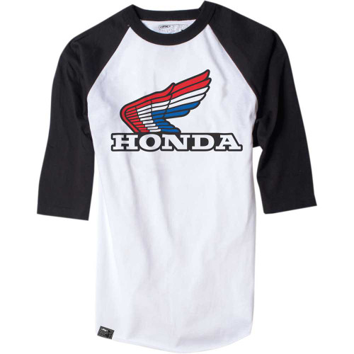 FACTORY EFFEX 1787334 Factory Effex Vintage Honda Baseball T-Shirt - White/Black - Large 17-87334