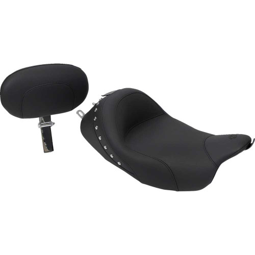MUSTANG 79602 Mustang Wide Solo Seat - With Backrest - Black - Studded W/Concho - Fl '08+ 79602