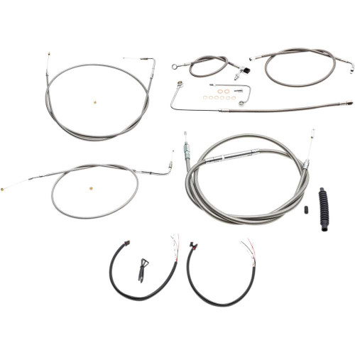 LA CHOPPERS LA8151KT2A13 La Choppers Handlebar Cable/Brake Line Kit - Complete - 12" - 14" Handlebars - Stainless La-8151Kt2A-13