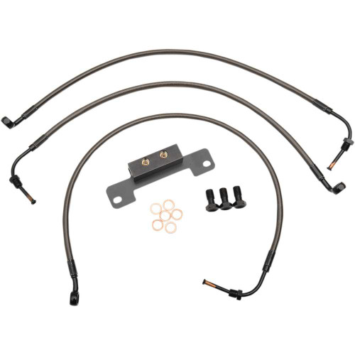 LA CHOPPERS LA8011B13M La Choppers Brake Lines - 12" - 14" Ape Hanger Handlebars - Midnight La-8011B13M