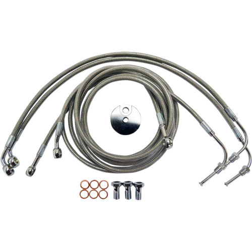 LA CHOPPERS LA8050B19 La Choppers Brake Lines - 18" - 20" Ape Hanger Handlebars - Stainless Steel La-8050B19