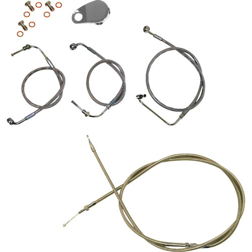 LA CHOPPERS LA8155KT13 La Choppers Handlebar Cable/Brake Line Kit - Quick Connect - 12" - 14" Ape Hanger Handlebars - Stainless Steel La-8155Kt-13