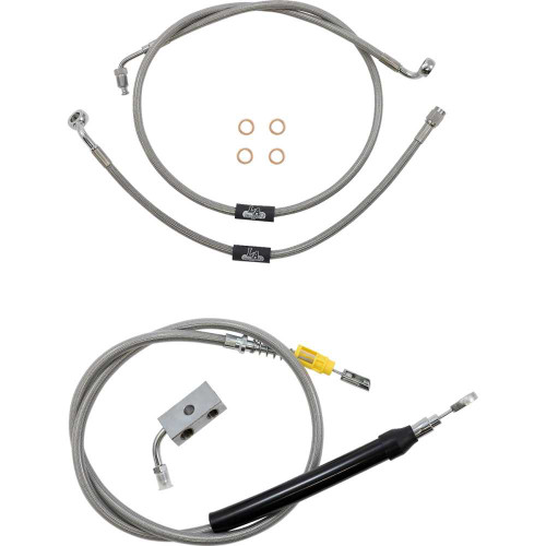 LA CHOPPERS LA8155KT19 La Choppers Handlebar Cable/Brake Line Kit - 18" - 20" Ape Hanger Handlebars - Stainless Steel La-8155Kt-19