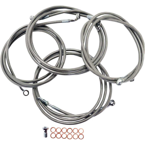 LA CHOPPERS LA8052KT13 La Choppers Handlebar Cable/Brake Line Kit - 12" - 14" Ape Hanger Handlebars - Stainless Steel La-8052Kt-13
