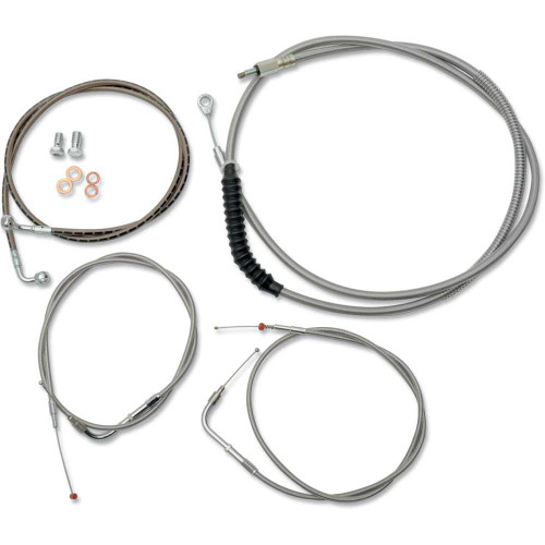 LA CHOPPERS LA8130KT13 La Choppers Handlebar Cable/Brake Line Kit - 12" - 14" Ape Hanger Handlebars - Stainless Steel La-8130Kt-13
