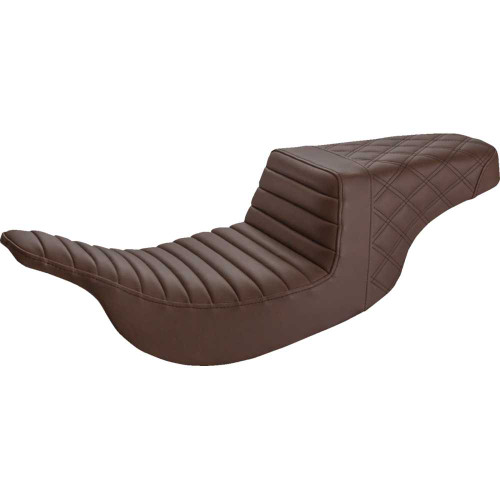 SADDLEMEN 89707176BR Saddlemen Step-Up Seat - Front Tuck-N-Roll/Rear Lattice Stitch - Brown 897-07-176Br