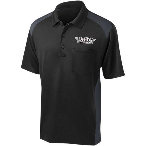 Throttle Threads Drag Specialties Polo Shirt - Black/Charcoal - Large Drg30Cs416Bchlg