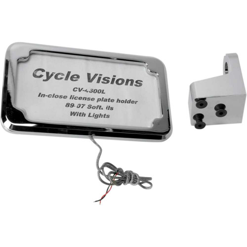 CYCLE VISIONS CV4600L Cycle Visions Vertical License Plate Mount With Light - '86-'07 St - Chrome Cv-4600L