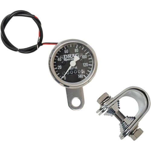 Drag Specialties Mini Speedometer - Black - 2240:60 Ratio - 1-7/8"