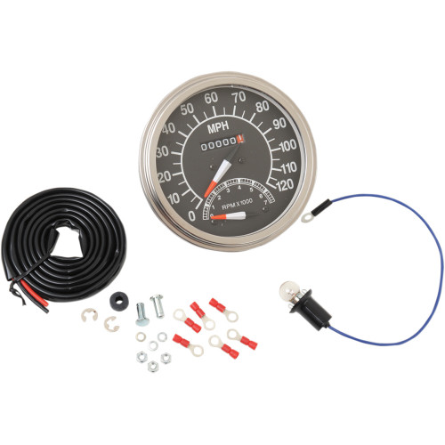 Drag Specialties 5" Mph Fl-Style 1:1 Speedometer With Tachometer - '68-'84 Black Face