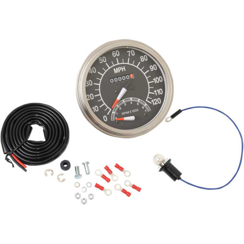 DRAG SPECIALTIES DS-243871 Drag Specialties 5" Mph Fl-Style 1:1 Speedometer With Tachometer - '68-'84 Black Face
