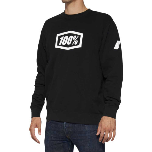 100% 2002600000 100% Icon Long-Sleeve Fleece Sweatshirt - Black - Small 20026-00000