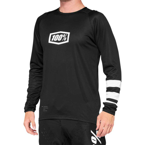 100% 4000500014 100% R-Core Long-Sleeve Jersey - Black/White - 2Xl 40005-00014
