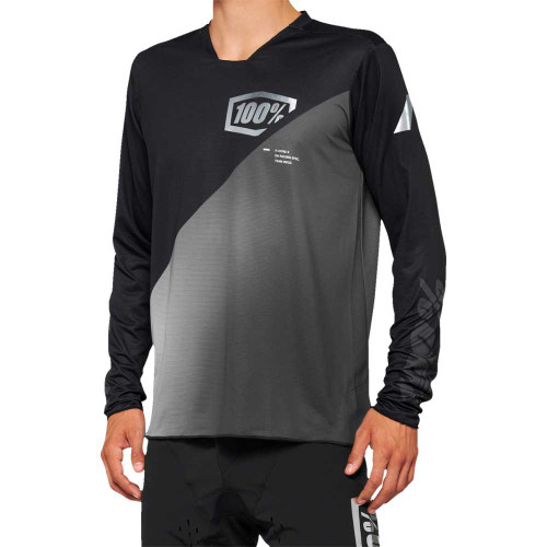 100% 4000000002 100% R-Core-X Long-Sleeve Jersey - Black/Gray - Large 40000-00002