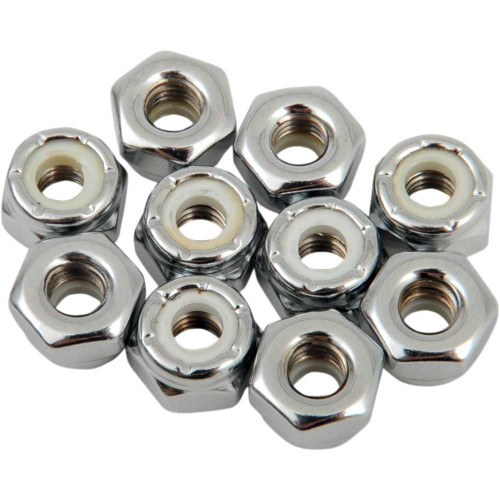 DRAG SPECIALTIES DS-190523 Drag Specialties Nuts - Nylon - Chrome - 10-32