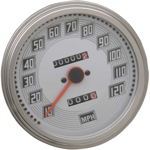 DRAG SPECIALTIES DS-243893 Drag Specialties 5" Mph Fl-Style 2:1 Speedometer With Tach - Billet Look White Face