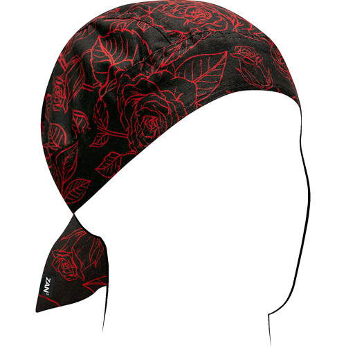 Zan Headgear Flydanna® Head Wrap - Red And Black Roses Z206