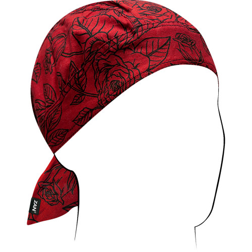 Zan Headgear Flydanna® Head Wrap - Black And Red Roses Z311