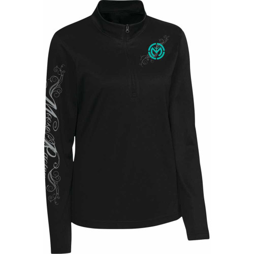 MOOSE OFFROAD 3051-1233 Moose Offroad Women'S Flourish Script Quarter Zip Pullover - Black - Large 3051-1233