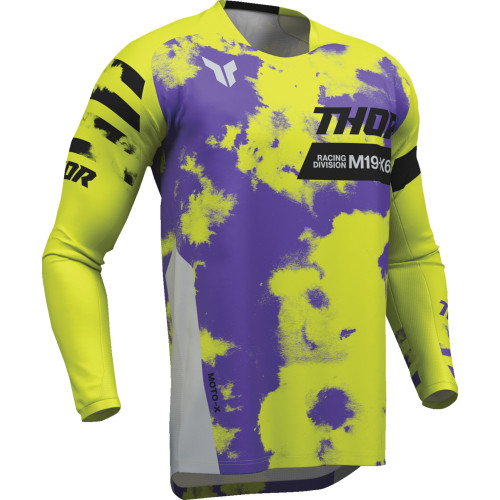 Thor Youth Launchmode Bleach Jersey - Gray/Acid - 2Xs