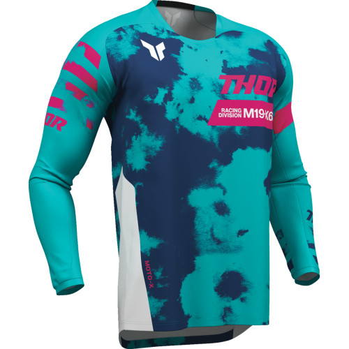 Thor Launchmode Bleach Jersey - White/Aqua - Medium