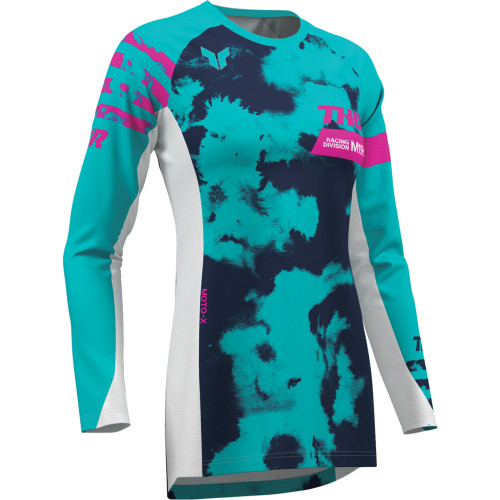 Thor Women'S Launchmode Bleach Jersey - White/Aqua - Xs